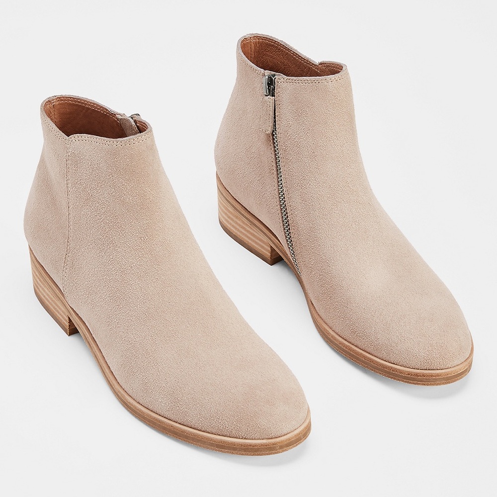 EILLEN FISHER Sandrift Gosh Suade Leather Bootie Size 6.5 Like New Minimalist